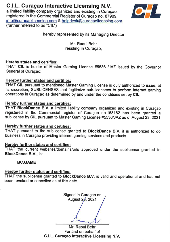 license bcgame