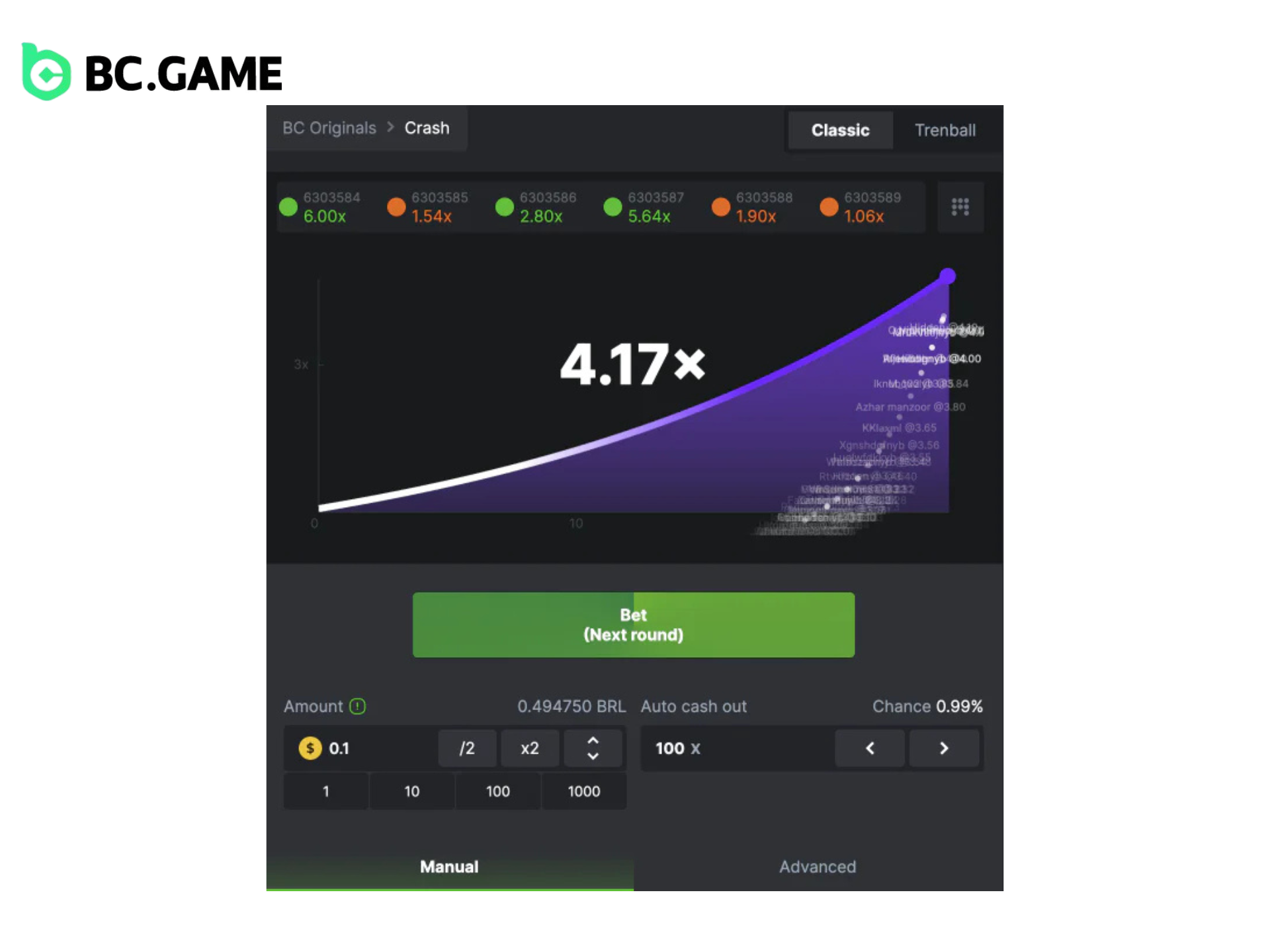 Risk Management in Crash Game